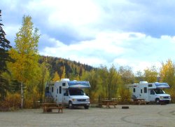 Electric pull-through RV sites at the Chicken Gold Camp - Chicken, Alaska