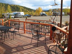 The deck and campground at the Chicken Gold Camp - Chicken, Alaska
