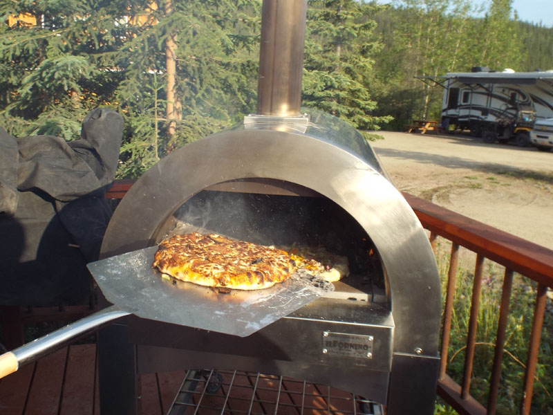 Wood-fired pizza on the deck at the Chicken Creek Outpost | Chicken, Alaska