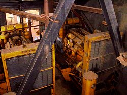 Twin cat engines in an old gold dredge - Chicken, Alaska