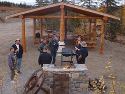A group grill at the pavilion at the Chicken Gold Camp - Chicken, Alaska