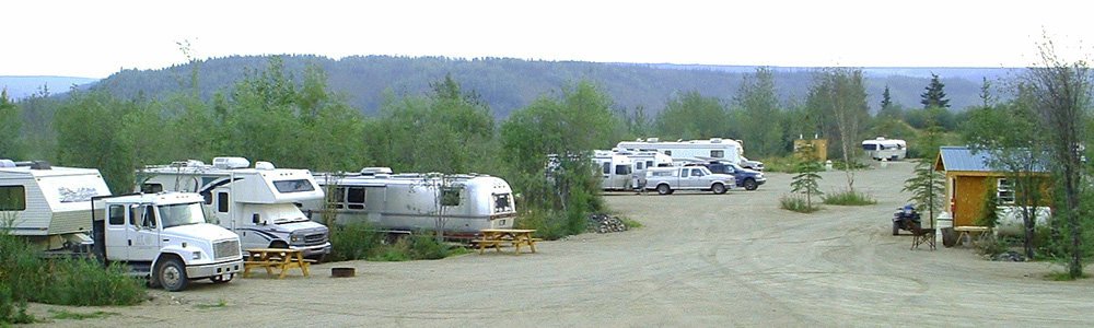 A panoramic photo of the Chicken Gold Camp - Chicken, Alaska